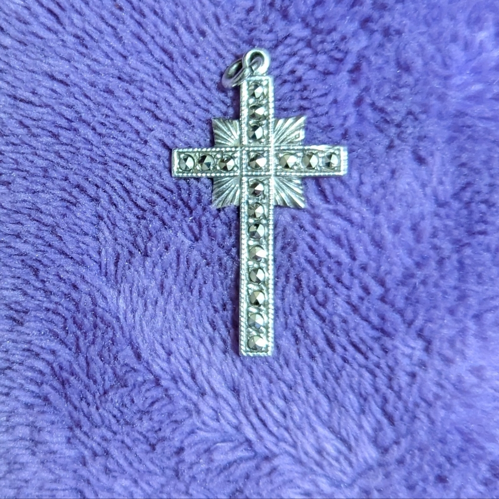Vintage Theda Sterling Silver Cross Pendant